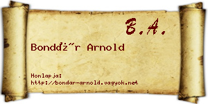 Bondár Arnold névjegykártya